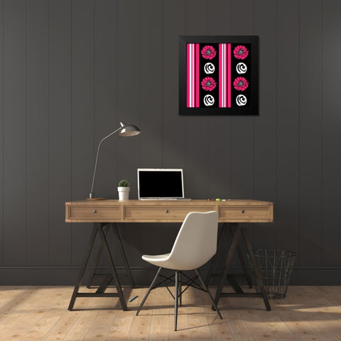 Bold Pink Flower XII Black Modern Wood Framed Art Print by ND Art and Design
