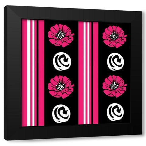 Bold Pink Flower XII Black Modern Wood Framed Art Print with Double Matting by ND Art and Design