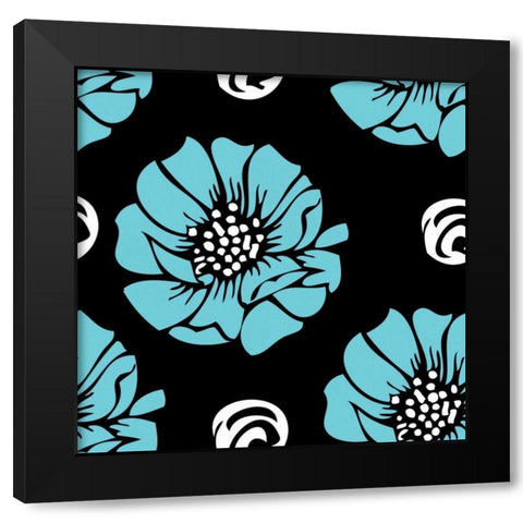 Bold Turquoise Flower I Black Modern Wood Framed Art Print by ND Art and Design