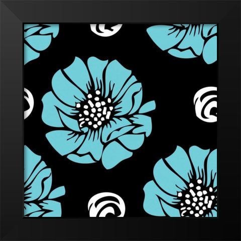 Bold Turquoise Flower I Black Modern Wood Framed Art Print by ND Art and Design