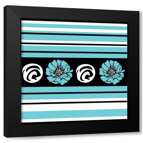 Bold Turquoise Flower II Black Modern Wood Framed Art Print with Double Matting by ND Art and Design