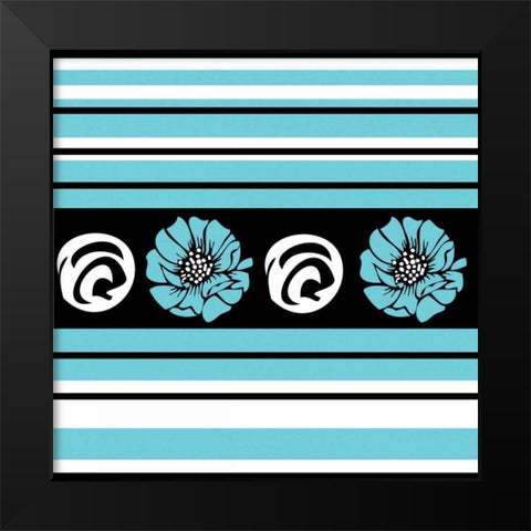 Bold Turquoise Flower II Black Modern Wood Framed Art Print by ND Art and Design