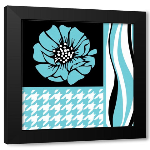 Bold Turquoise Flower IX Black Modern Wood Framed Art Print with Double Matting by ND Art and Design