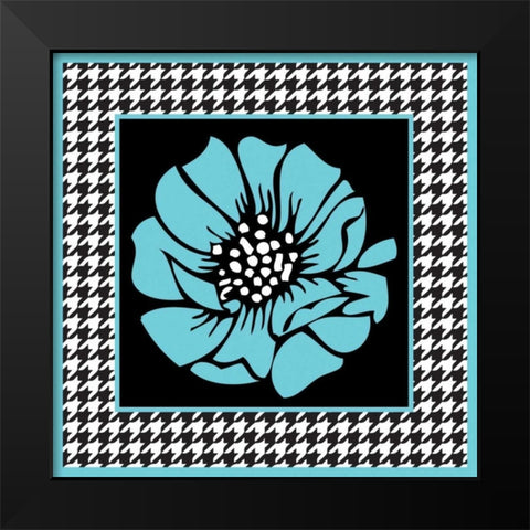 Bold Turquoise Flower XI Black Modern Wood Framed Art Print by ND Art and Design