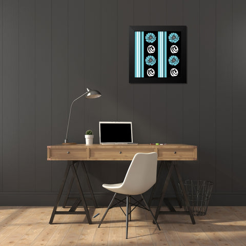 Bold Turquoise Flower XII Black Modern Wood Framed Art Print by ND Art and Design