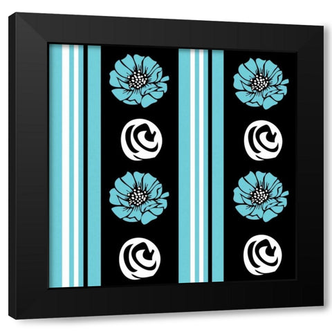 Bold Turquoise Flower XII Black Modern Wood Framed Art Print with Double Matting by ND Art and Design