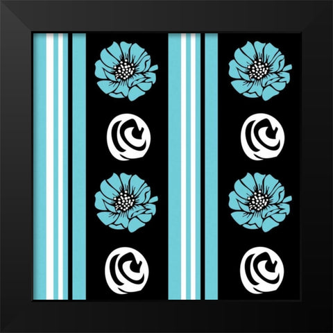 Bold Turquoise Flower XII Black Modern Wood Framed Art Print by ND Art and Design