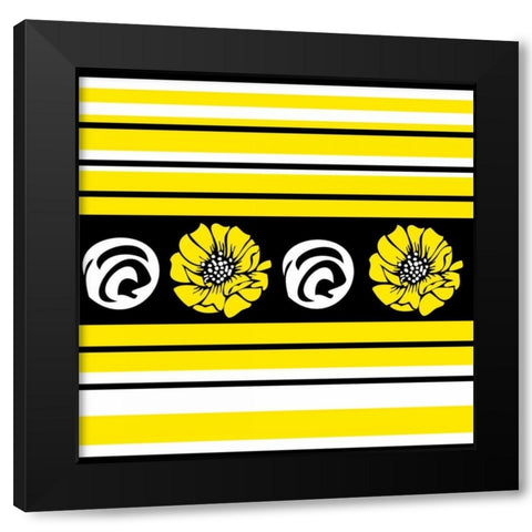 Bold Yellow Flower II Black Modern Wood Framed Art Print by ND Art and Design