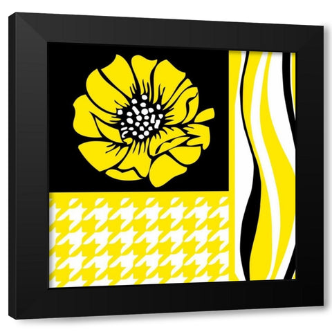 Bold Yellow Flower IX Black Modern Wood Framed Art Print with Double Matting by ND Art and Design