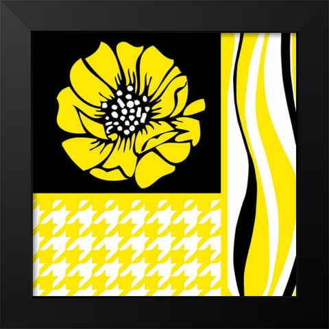 Bold Yellow Flower IX Black Modern Wood Framed Art Print by ND Art and Design