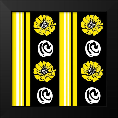 Bold Yellow Flower XII Black Modern Wood Framed Art Print by ND Art and Design
