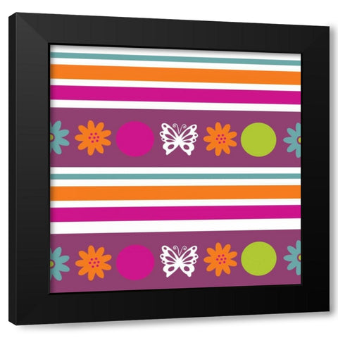 Butterflies and Blooms Lively VIII Black Modern Wood Framed Art Print with Double Matting by ND Art and Design