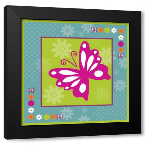 Butterflies and Blooms Lively XII Black Modern Wood Framed Art Print with Double Matting by ND Art and Design