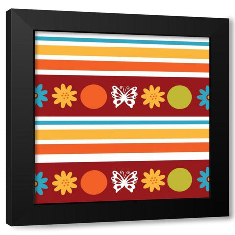 Butterflies and Blooms Playful VIII Black Modern Wood Framed Art Print with Double Matting by ND Art and Design