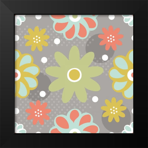 Butterflies and Blooms Tranquil IV Black Modern Wood Framed Art Print by ND Art and Design