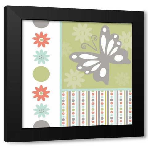 Butterflies and Blooms Tranquil VI Black Modern Wood Framed Art Print with Double Matting by ND Art and Design