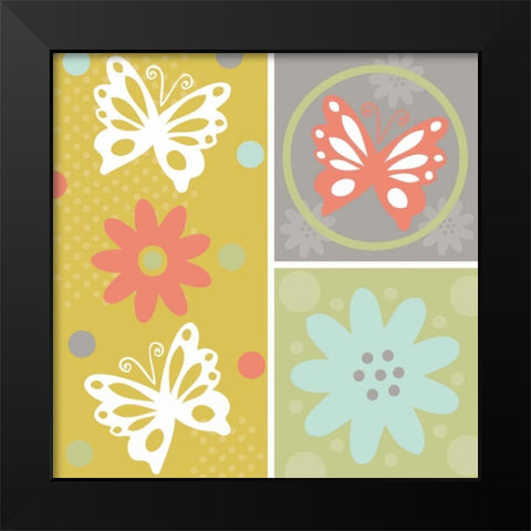 Butterflies and Blooms Tranquil XI Black Modern Wood Framed Art Print by ND Art and Design