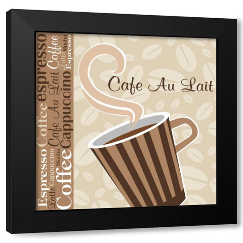 Cafe Au Lait Cocoa Latte IX Black Modern Wood Framed Art Print by ND Art and Design