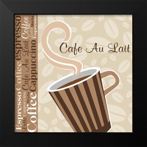 Cafe Au Lait Cocoa Latte IX Black Modern Wood Framed Art Print by ND Art and Design