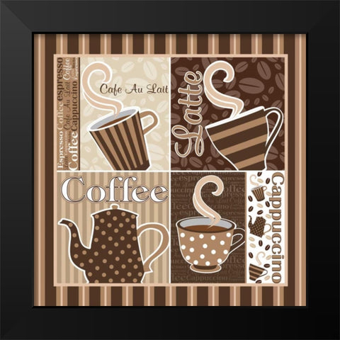 Cafe Au Lait Cocoa Latte XIII Black Modern Wood Framed Art Print by ND Art and Design