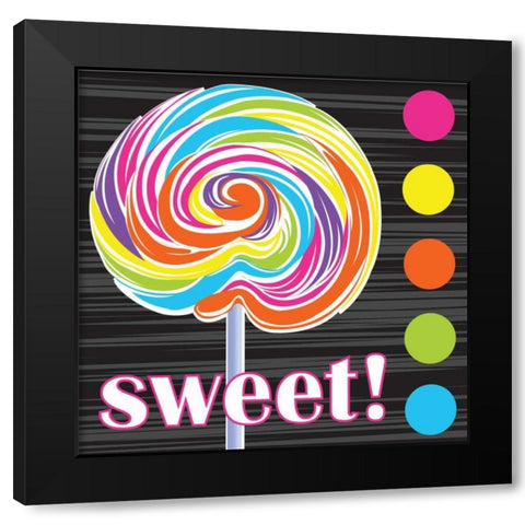 Candy Craze I Black Modern Wood Framed Art Print by ND Art and Design