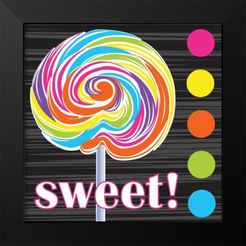 Candy Craze I Black Modern Wood Framed Art Print by ND Art and Design