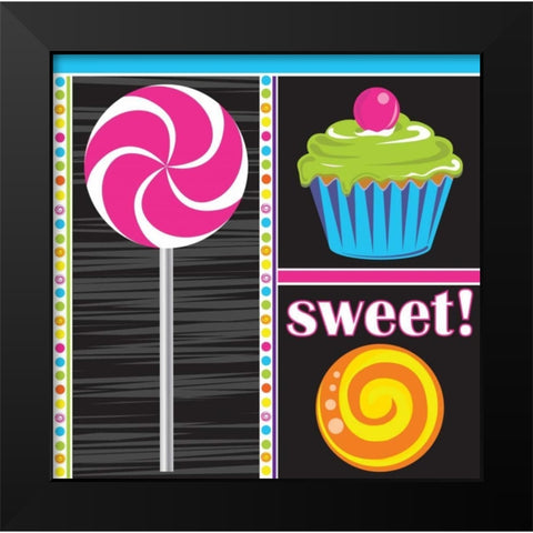 Candy Craze V Black Modern Wood Framed Art Print by ND Art and Design