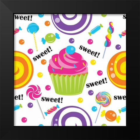 Candy Craze VI Black Modern Wood Framed Art Print by ND Art and Design