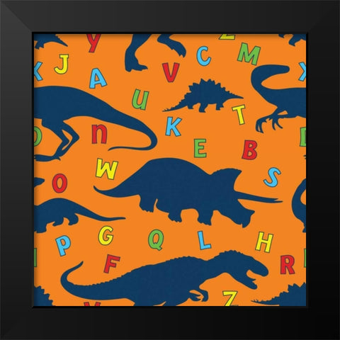 Dinopolooza IV Black Modern Wood Framed Art Print by ND Art and Design