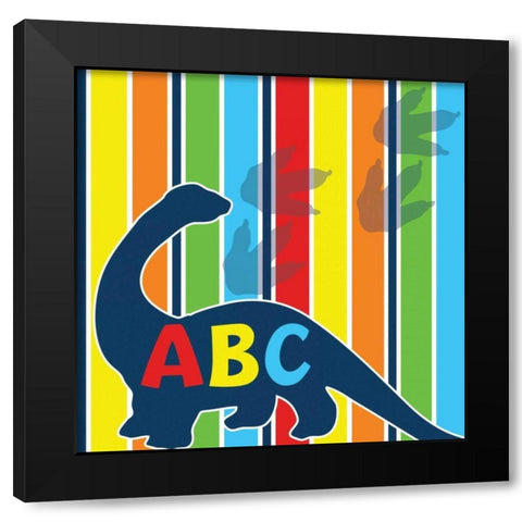 Dinopolooza IX Black Modern Wood Framed Art Print by ND Art and Design
