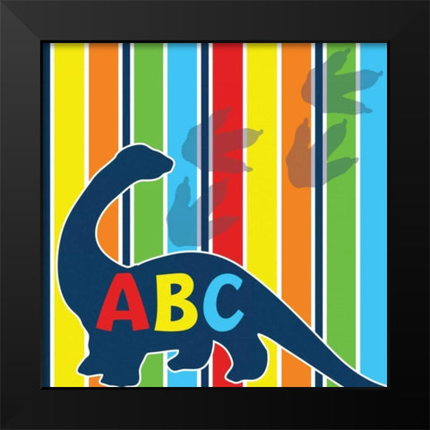 Dinopolooza IX Black Modern Wood Framed Art Print by ND Art and Design