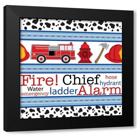 Fire Emergency II Black Modern Wood Framed Art Print by ND Art and Design