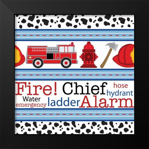 Fire Emergency II Black Modern Wood Framed Art Print by ND Art and Design