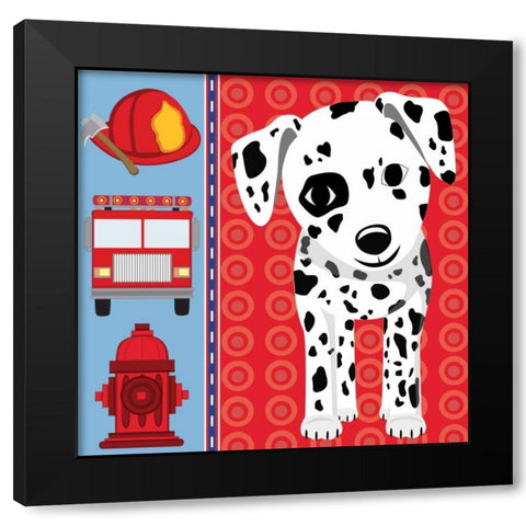 Fire Emergency XI Black Modern Wood Framed Art Print by ND Art and Design