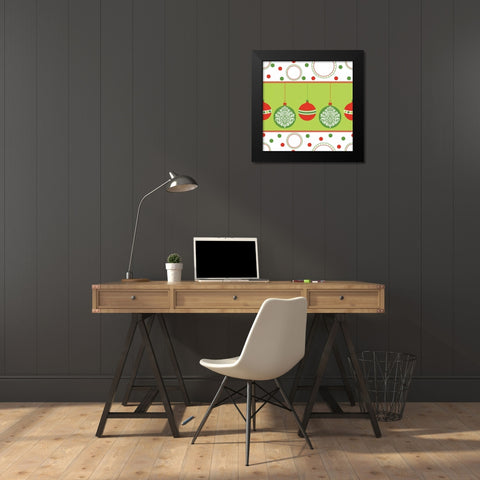 Joyous Holiday V Black Modern Wood Framed Art Print by ND Art and Design