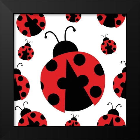 Ladybug II Black Modern Wood Framed Art Print by ND Art and Design