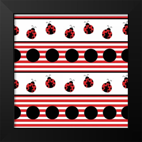 Ladybug VI Black Modern Wood Framed Art Print by ND Art and Design