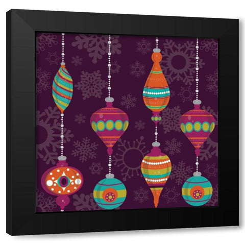 Mod Christmas I Black Modern Wood Framed Art Print by ND Art and Design