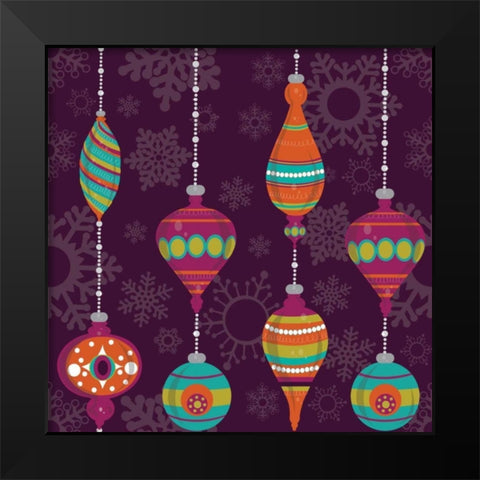 Mod Christmas I Black Modern Wood Framed Art Print by ND Art and Design