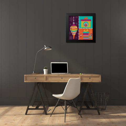 Mod Christmas II Black Modern Wood Framed Art Print by ND Art and Design