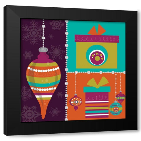 Mod Christmas II Black Modern Wood Framed Art Print by ND Art and Design