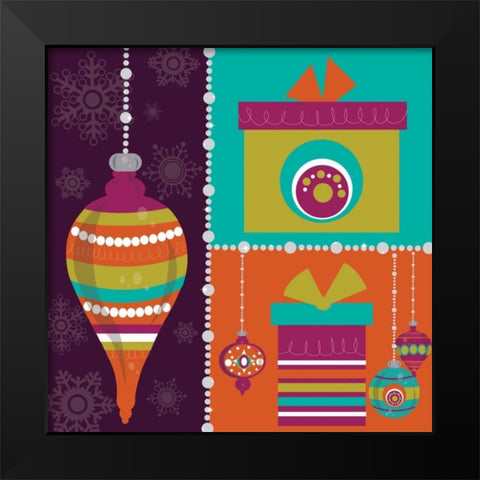 Mod Christmas II Black Modern Wood Framed Art Print by ND Art and Design