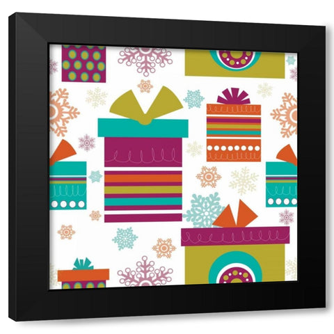 Mod Christmas IV Black Modern Wood Framed Art Print by ND Art and Design