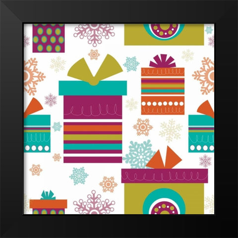 Mod Christmas IV Black Modern Wood Framed Art Print by ND Art and Design