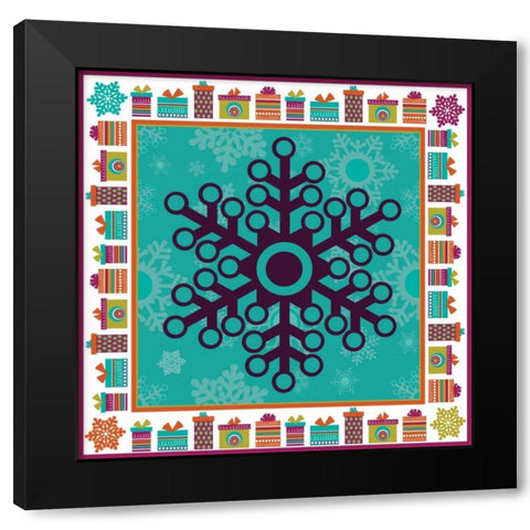 Mod Christmas XII Black Modern Wood Framed Art Print by ND Art and Design