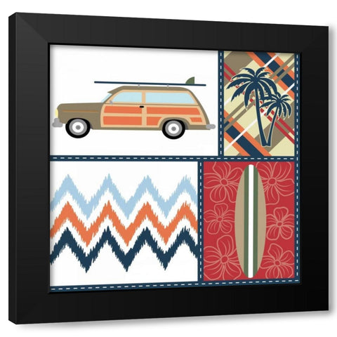 Surf VII Black Modern Wood Framed Art Print with Double Matting by ND Art and Design