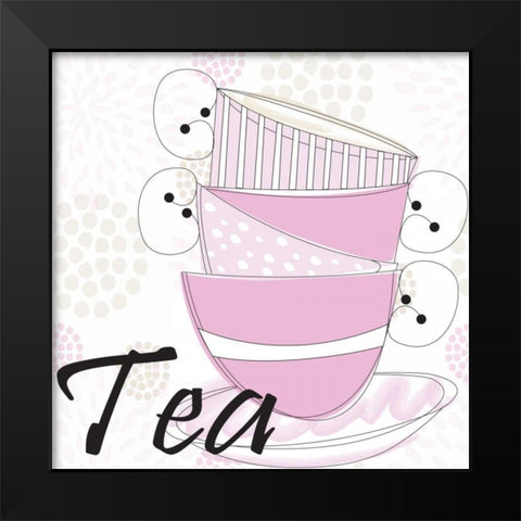Tea Time V Black Modern Wood Framed Art Print by ND Art and Design
