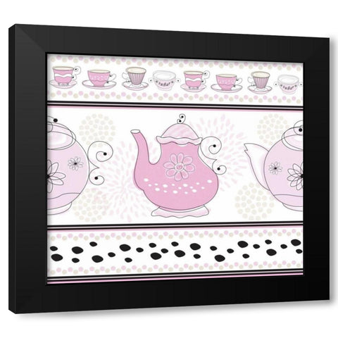 Tea Time XI Black Modern Wood Framed Art Print by ND Art and Design