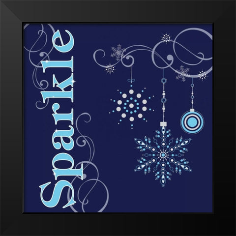 Winter Sparkle I Black Modern Wood Framed Art Print by ND Art and Design