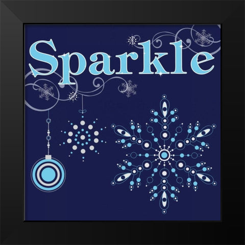 Winter Sparkle IX Black Modern Wood Framed Art Print by ND Art and Design